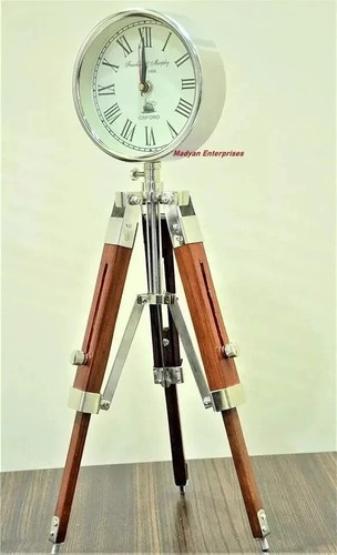 Wooden tripod clock vintage - wooden,