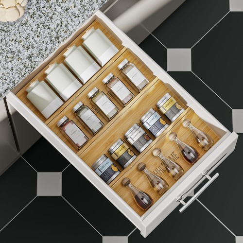 Bamboo spice drawer organizer - spice,