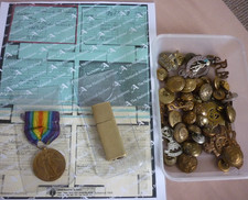 WW1 Victory Medal PTE 3-4217 T Goodwin York & Lanc Reg + Trench Lighter Buttons