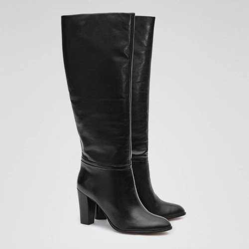 Reiss black leather boots - black, knee
