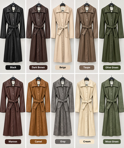 Ladies leather trench coat - pu,