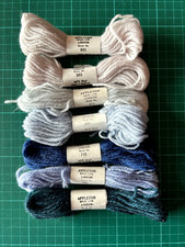 7 x Appleton 40m Tapestry Yarns - 100% Wool Skeins -  Mixed Blue Shades