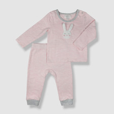 $71 Albetta Baby Pink Rabbit Striped Top w/ Matching Pants Set Size 2-3 Years