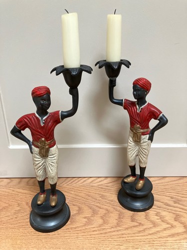 Pair oka hand painted metal - hand-painted,