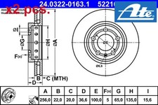 X2 PCS REAR BRAKE DISC SET LEFT & RIGHT 24.0322-0163.1 ATE I