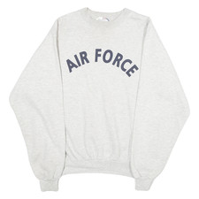 JERZEES Mens Grey Air Force Crew Neck S Cotton Blend Pullover Sweatshirt Long