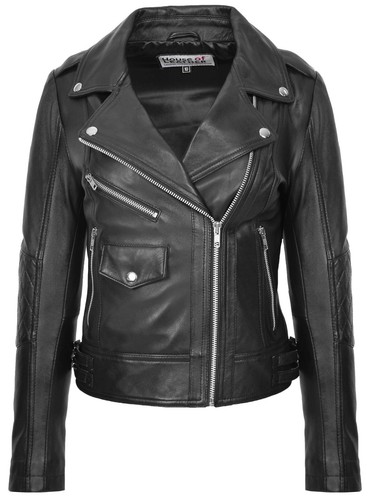 Womens real leather biker - womens,