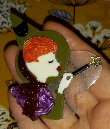 Brooch acrylic plastic witch - brooch,