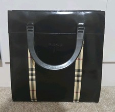 BURBERRY Nova Check Black Patent Leather 2 Way Handbag Shoulder Bag