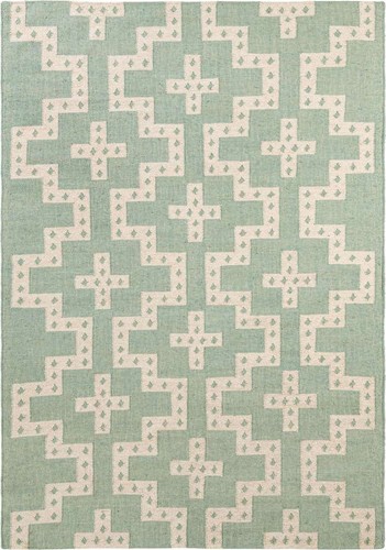 Green floral kilim wool - green,
