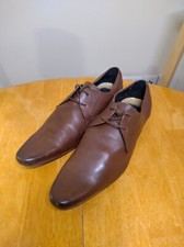MENS HUDSON CHOCOLATE BROWN LEATHER LACE UP SHOES SIZE 9 EU 43