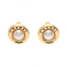 CHANEL Logo Round Earrings