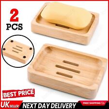 2 Packs Natural Wooden Bamboo Soap Dish Storage Holder Handmade Soap, UK