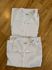 Older Boys M&S x 2 White Short Sleeved School Shirt Slim Fit age16-17 New