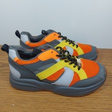 River Island Shoes UK Size 4 (EU 37) Womens Casual Trainers Grey Orange Used 