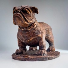 Bronze Brass Cast Bulldog Sculpture Heavy Dog Figurine 15.5 x 12cm 1.46 kg