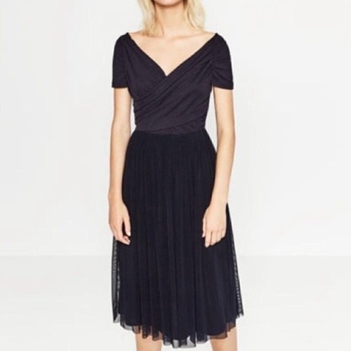 Zara tulle midi - dress, blue