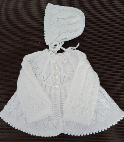Hand knitted baby girl white