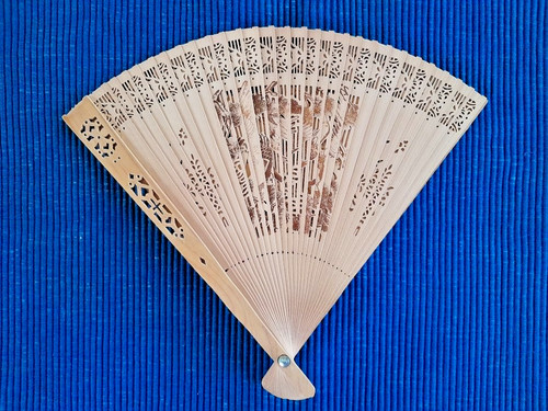 Vintage wooden folding fan - vintage, in