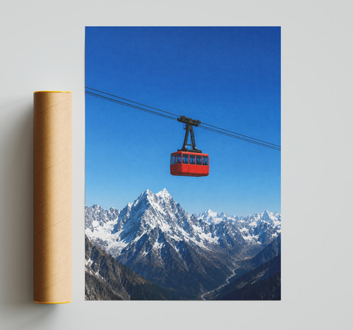 Ski poster skiing cable - poster,,