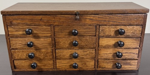 Antique twelve drawer oak - twelve,
