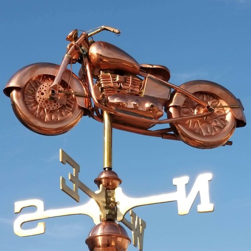 Motorcycle copper weathervane - motorcycle,