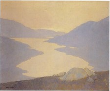 Dawn at Killary Harbour Mayo Paul Henry print in 10 x 12 inch mount SUPERB