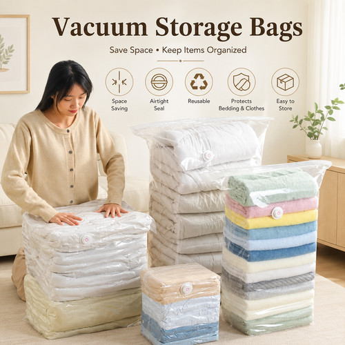 Pump vacuum storage bags - no‑pump,