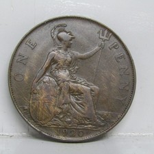 1920 George V One Penny Coin British -  Very Good Grade #87