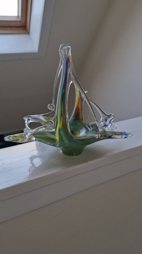 Vintage murano glass basket - glass,