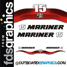 Mariner 15hp 2 stroke outboard decals/sticker kit