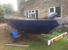 Drascombe Lugger  18 foot boat. Blue. Trailer. Sails. Good outboard.