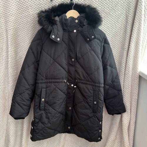 Black quilted parka - quilted,