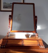 Large Mahogany Victorian Toilet Mirror Tilting Original Mercury Glass Two Drawer