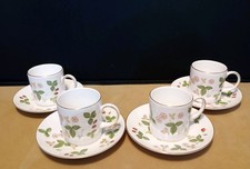 Wedgwood Wild Strawberry - Set Of 4 Coffee / Espresso Cups and Saucers