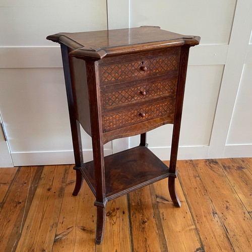 Marquetry wooden side table - side,