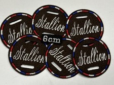 1 X 6cm Fabric Stallion Bridle Disc Badge Show Mini Horse Red White Blue Brown