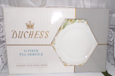 Boxed Duchess English Bone China 21 Piece Tea Set Greensleeves Old New Stock