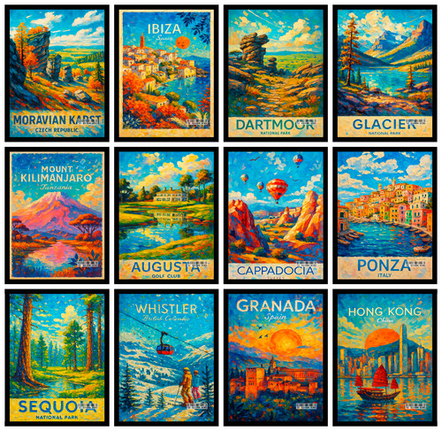 World cities travel poster - world,