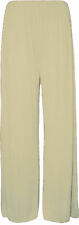 Ladies Womens Plain Palazzo Trousers Baggy Wide Leg Flared Pants 8-26