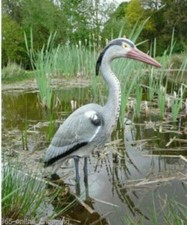 PLASTIC RESIN DECOY HERON BIRD DETERRENT POND SCARER GARDEN BIRD PEST ORNAMENT