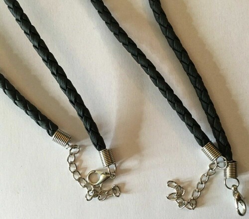 4mm black braided leather - black,