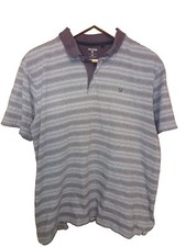 James Pringle Golf Burgundy & White Striped Polo Shirt | Mens Size L Large