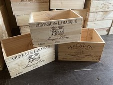 3x Wooden Wine Box Crate. 6 bottle French Genuine Storage Drawers Planter Hamper