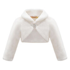 Girls Bolero Bridesmaid Tippet Wrap Stole Shrug Ivory /White 3-14 - Long Sleeve