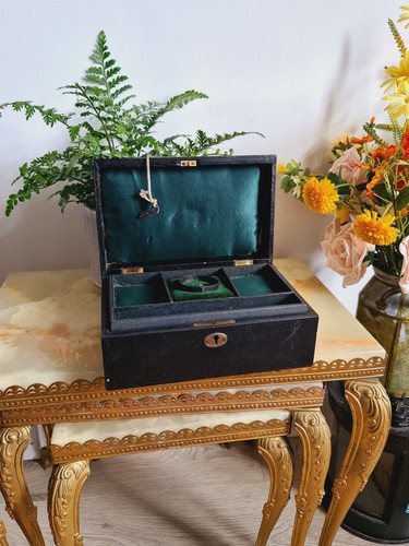Antique leather trim box - leather,