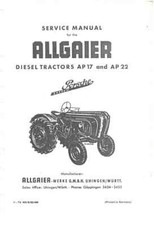 Allgaier Porsche Diesel Tractor AP17 & AP22 Operators Service Manual