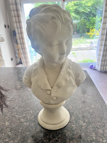 White plaster child boy bust - boy,