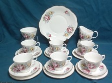 Vintage Bone China Gainsborough Tea Set 6  TRIOS  / Cake Plate / Milk and Sugar
