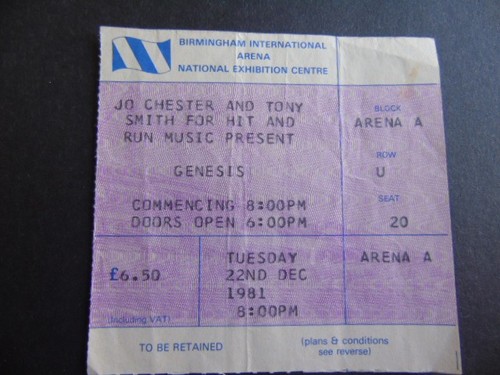 Genesis concert ticket - ticket, stubs